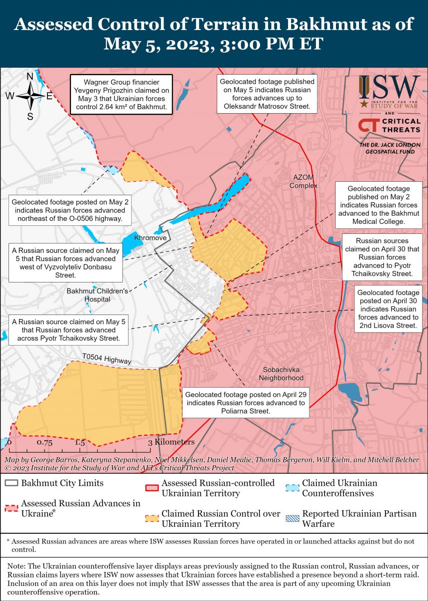 Бої за Бахмут. Карта: ISW