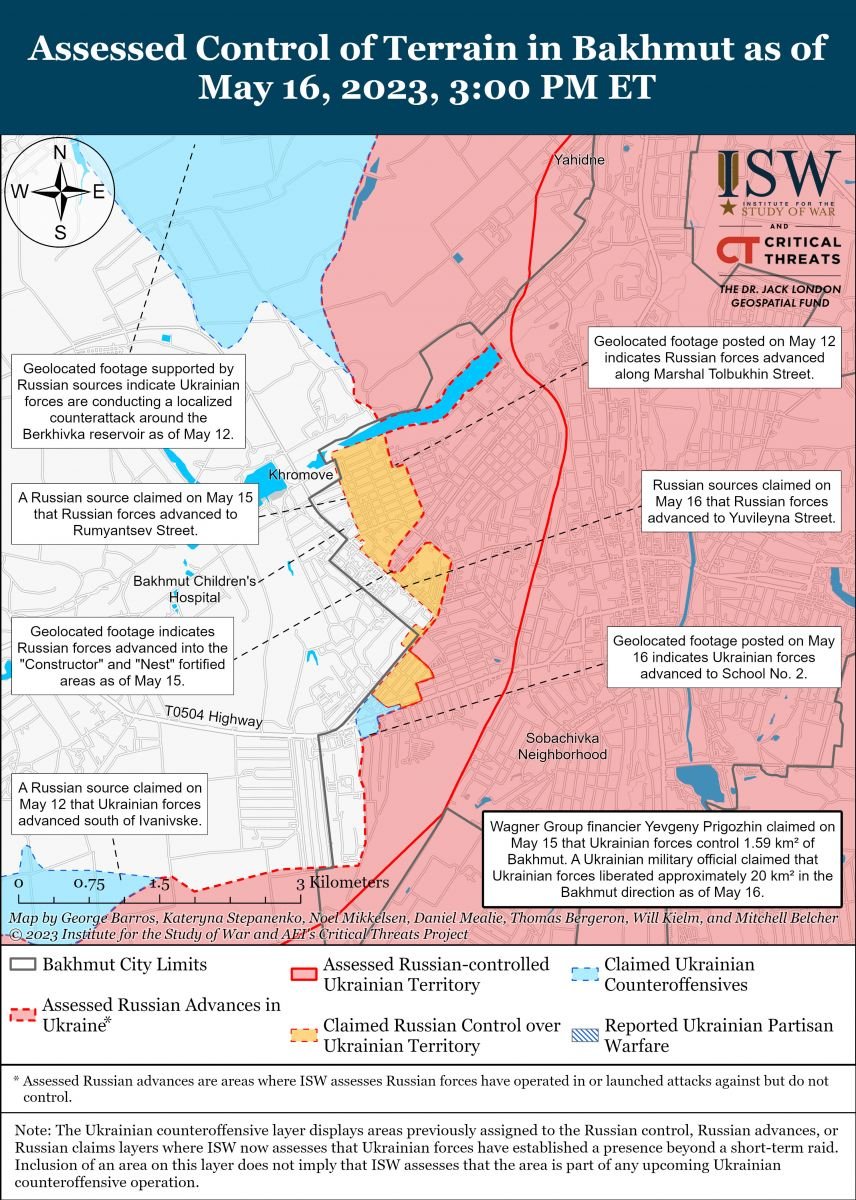 Бої за Бахмут. Карта: ISW