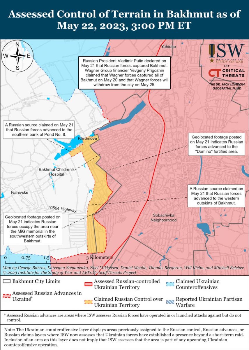 Бої за Бахмут, карта - ISW