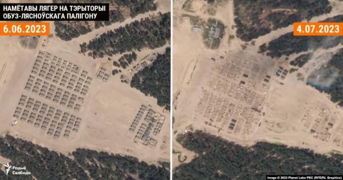 У білорусі розбирають три польові табори для солдат рф — супутникові фото