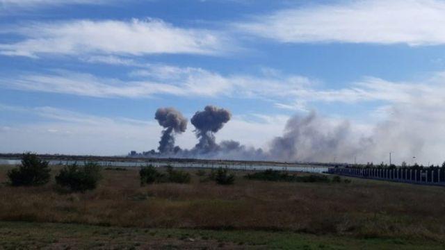 Взрывы на полигоне в Крыму. Фото: BBC