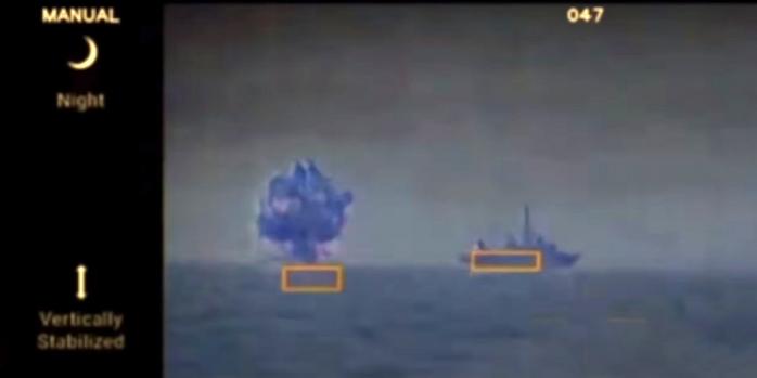 Атака українського морського дрона, скріншот відео