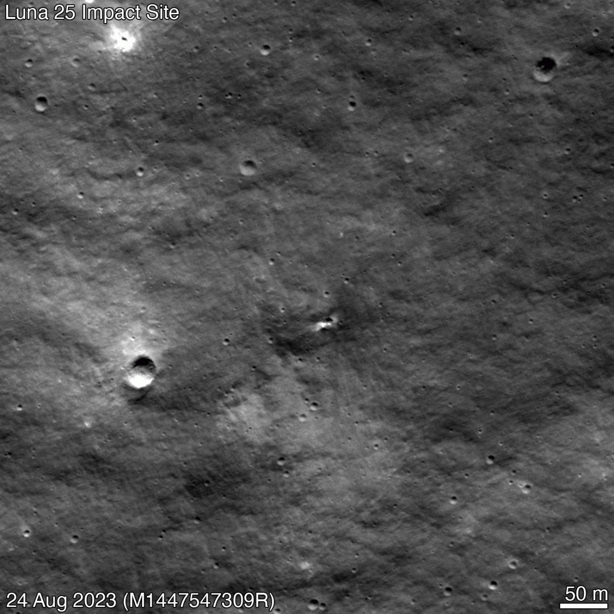 Місце аварії російської станції «Луна-25». Фото: NASA