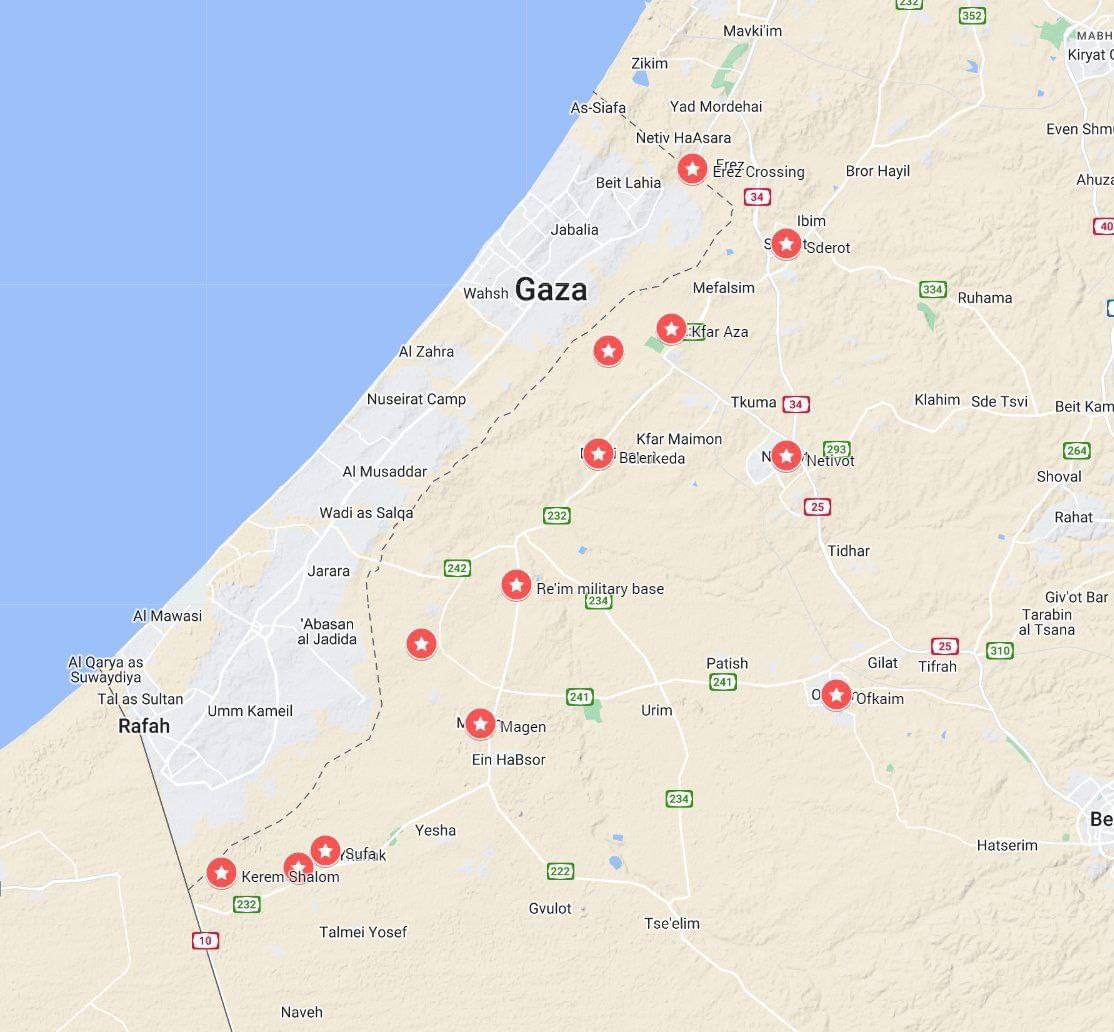 Карта проникнення бойовиків на території Ізраїлю
