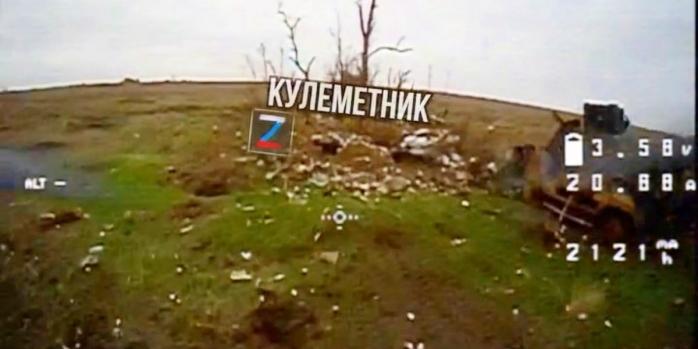 ВСУ дроном попали в российского пулеметчика, скриншот видео