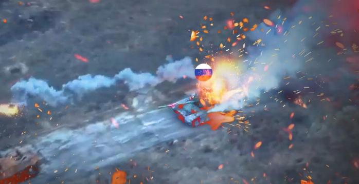 Уничтожение российской бронетехники, скриншот видео