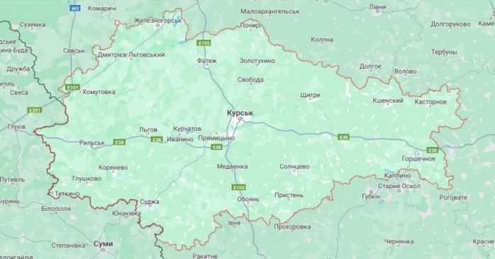 Рашисты жалуются на воздушный удар по Курской области, фото: Goole Maps