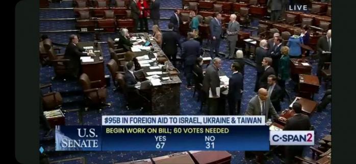 Сенат США провів процедурне голосування за законопроект, який передбачає допомогу Україні, скріншот відео