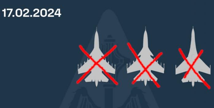 ВСУ сбили еще три российских самолета, инфографика: Командование Воздушных сил ВСУ