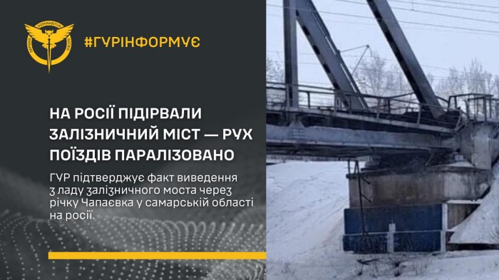 У Самарській області рф підірвали залізничний міст, фото: ГУР