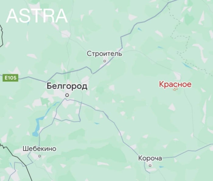 У Бєлгородській області рф впала російська рекета X-59, карта: Astra