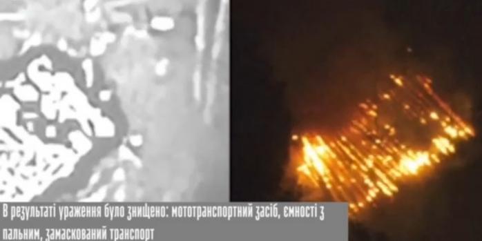Знищення російського складу, скріншот відео