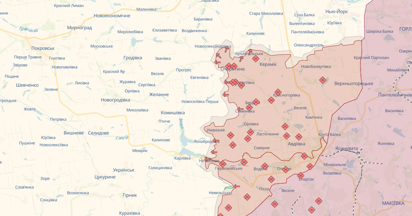 Російська армія захопила село на Донеччині. Карта: DeepState