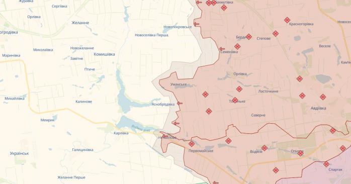 Російська армія захопила село на Донеччині. Карта: DeepState