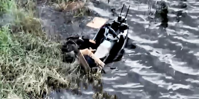 Знищення водного скутера рашистів, скріншот відео
