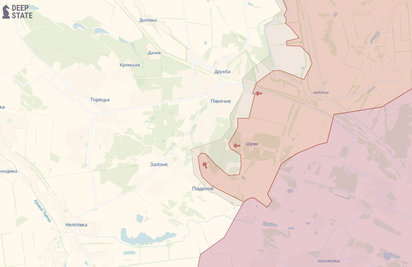 Карта бойових дій в Україні. Фото: DeepState