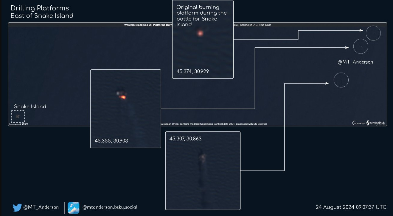 Всі три «вишки Бойка» загорілися в Чорному морі. Фото: MT Anderson