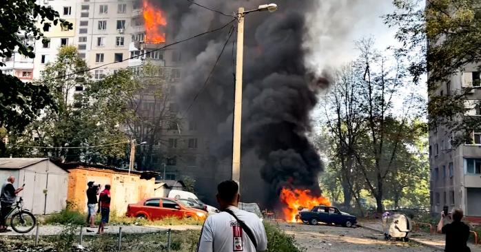 Наслідки російського авіаудару по Харкову 30 серпня, скріншот відео