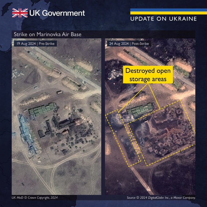 Супутник зафіксував наслідки удару по аеродрому під Волгоградом. Фото: британська розвідка