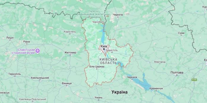 Рашисти атакували Київщину безпілотниками в ніч на 6 грудня, фото: Google Maps