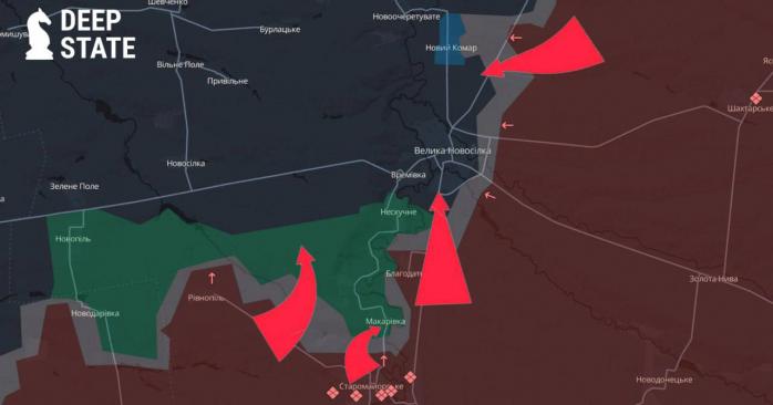 Ситуація біля Великої Новосілки загострилася. Карта: DeepState