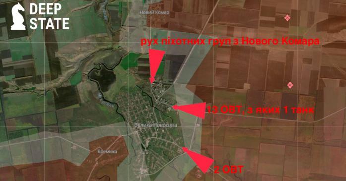 Российские войска продвинулись возле Великой Новоселки. Карта: DeepState