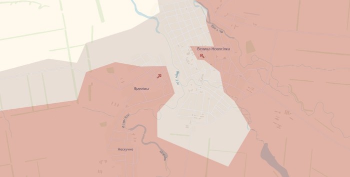 Ситуація в районі Великої Новосілки 24 січня, карта: DeepState
