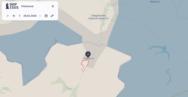 Село Новеньке у Сумській області. Карта: DeepState
