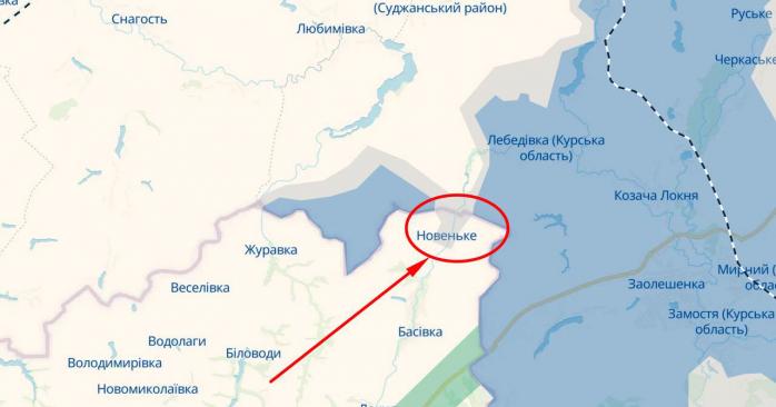 Село Новенькое в Сумской области. Карта: DeepState