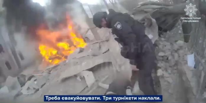 Последствия российского ракетного удара по Сумам 14 апреля, скриншот видео