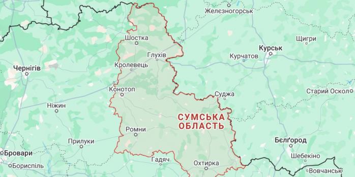 Росіяни вкотре атакували Сумщину, карта: Google Maps