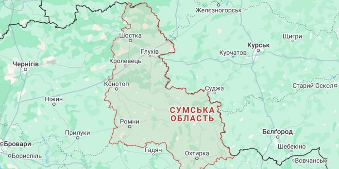 Рашисты продолжают обстреливать пограничные Сумы, карта: Google Maps