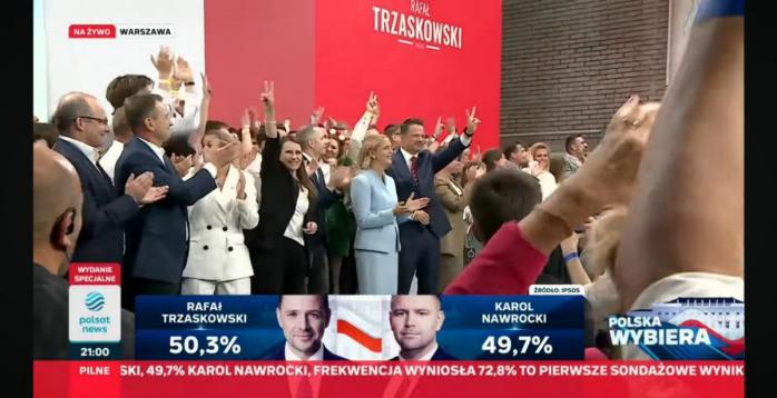 Рафал Тшасковский, вероятно, победил во втором туре президентских выборов в Польше, скриншот видео.