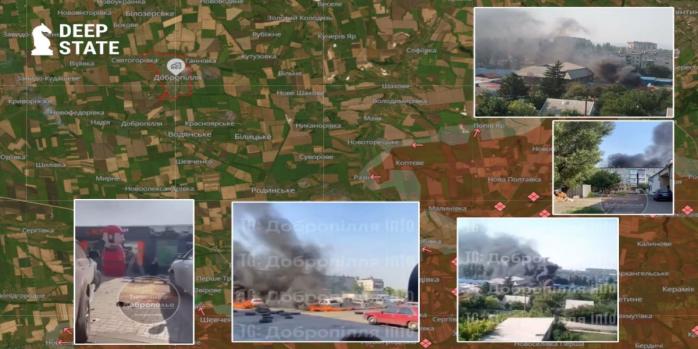 Российские дроны массированно атакуют гражданские объекты Доброполья, фото: DeepState