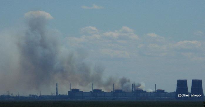 Біля Запорізької АЕС сталося задимлення. Фото з соцмережі