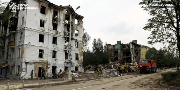 Наслідки російського обстрілу Краматорська, скріншот відео