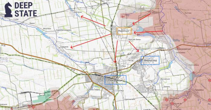 Армия рф хочет закрепиться в Родинском. Карта: DeepState