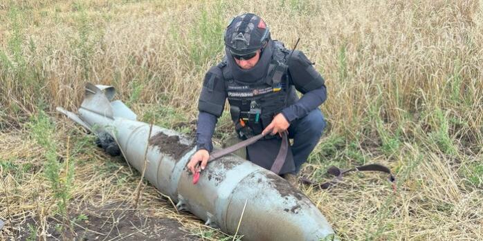 Во время покоса травы возле Купянска обнаружили авиабомбу, фото: ГСЧС