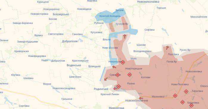 Силы обороны Украины отбросили россиян в районе Доброполья. Карта: DeepState