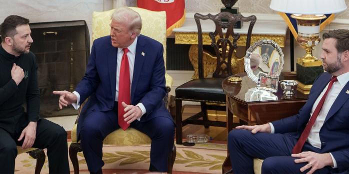 Владимир Зеленский, Дональд Трамп и Джей Ди Вэнс 28 февраля 2025 года, фото: The White House