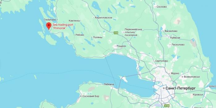 Дроны атаковали российский порт Приморск на Балтийском море, карта: Google Maps