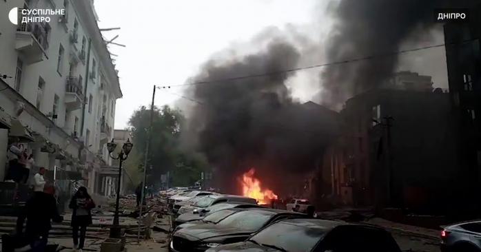 Российские дроны атаковали центр Днепра. Фото: Общественное