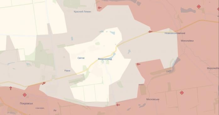 Армія РФ просунулася біля Мирнограду на Донеччині. Карта: DeepState