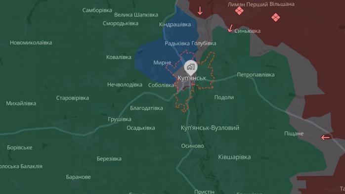 СОУ заблокували росіян у Куп'янську. Карта: DeepState