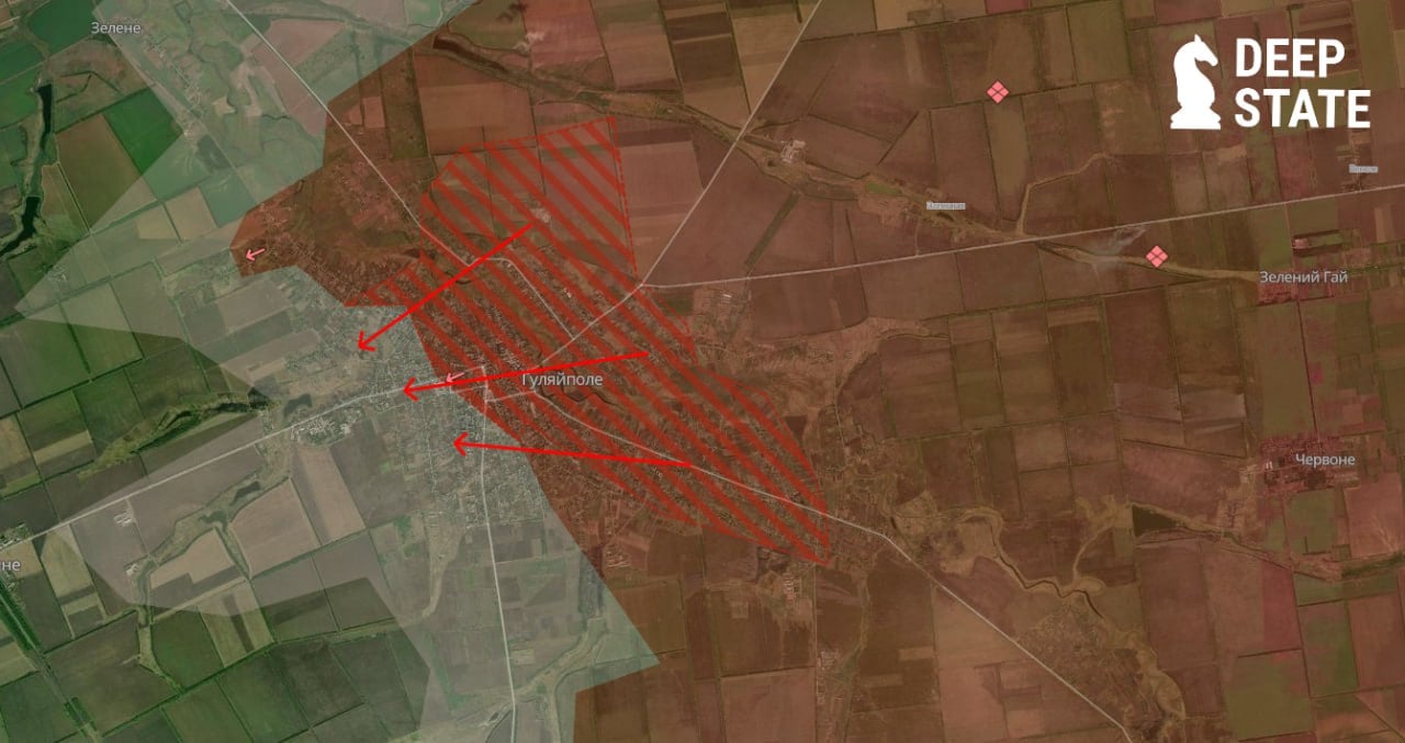 Армія РФ продовжує поглинати Гуляйполе. Карта: DeepState