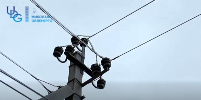 Обледеніння дротів фіксують на Миколаївщині, скріншот відео