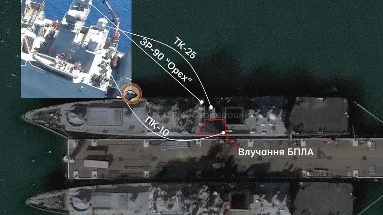 Пошкоджений фрегат «Адмірал Ессен». Фото: соцмережі