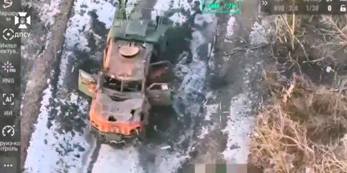 Уничтожение российской военной техники, скриншот видео