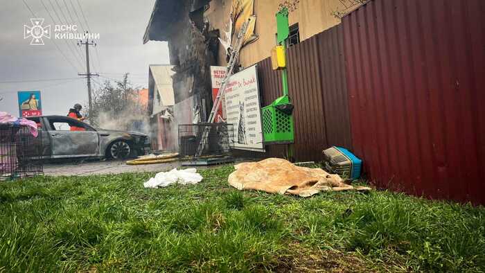 Наслідки російського удару по ветклініці на Київщині, фото: ДСНС