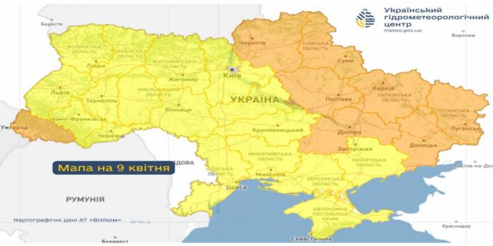 В Україні очікується погіршення погодних умов, карта: Укргідрометцентр